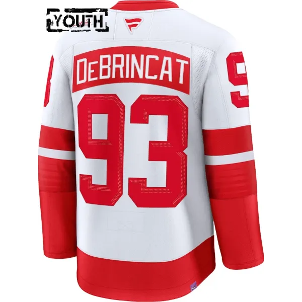 Fanatics Detroit Red Wings Alex Debrincat Lasten Pelipaita 2024-2025 Premium Stadium Series Valkoinen