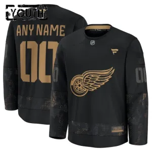 Fanatics Detroit Red Wings Lasten Pelipaita 2024-2025 Military Appreciation Practice Musta ( Omalla Nimellä )