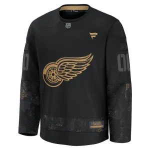 Fanatics Detroit Red Wings Pelipaita 2024-2025 Military Appreciation Practice Musta ( Omalla Nimellä )