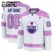 Fanatics Edmonton Oilers Lasten Pelipaita 2024-2025 Hockey Fights Cancer Practice Valkoinen ( Omalla Nimellä )
