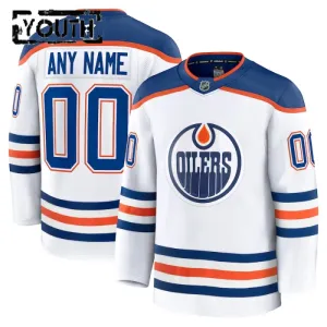 Fanatics Edmonton Oilers Lasten Pelipaita 2024-2025 Vieras Premium Valkoinen ( Omalla Nimellä )