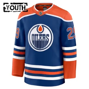 Fanatics Edmonton Oilers Leon Draisaitl Lasten Pelipaita 2024-2025 Koti Premium Sininen