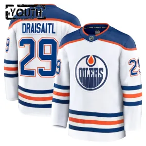 Fanatics Edmonton Oilers Leon Draisaitl Lasten Pelipaita 2024-2025 Vieras Premium Valkoinen