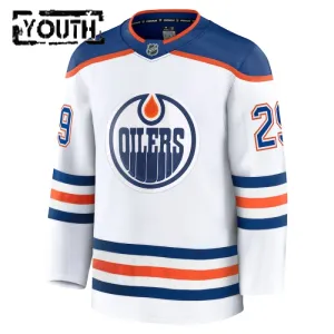 Fanatics Edmonton Oilers Leon Draisaitl Lasten Pelipaita 2024-2025 Vieras Premium Valkoinen