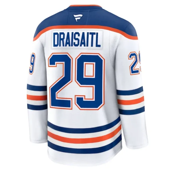 Fanatics Edmonton Oilers Leon Draisaitl Pelipaita 2024-2025 Vieras Premium Valkoinen