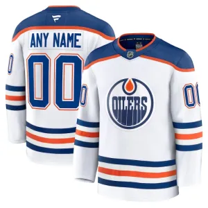 Fanatics Edmonton Oilers Pelipaita 2024-2025 Vieras Premium Valkoinen ( Omalla Nimellä )