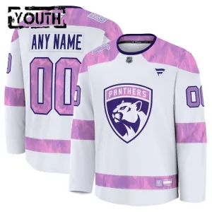 Fanatics Florida Panthers Lasten Pelipaita 2024-2025 Hockey Fights Cancer Practice Valkoinen ( Omalla Nimellä )