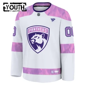 Fanatics Florida Panthers Lasten Pelipaita 2024-2025 Hockey Fights Cancer Practice Valkoinen ( Omalla Nimellä )
