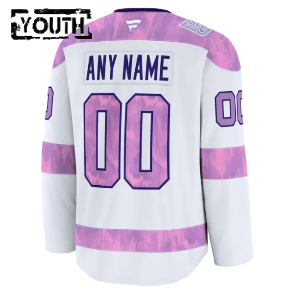 Fanatics Florida Panthers Lasten Pelipaita 2024-2025 Hockey Fights Cancer Practice Valkoinen ( Omalla Nimellä )