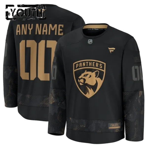 Fanatics Florida Panthers Lasten Pelipaita 2024-2025 Military Appreciation Practice Musta ( Omalla Nimellä ) Fanatics Florida Panthers Lasten Pelipaita 2024-2025 Military Appreciation Practice Musta ( Omalla Nimellä )