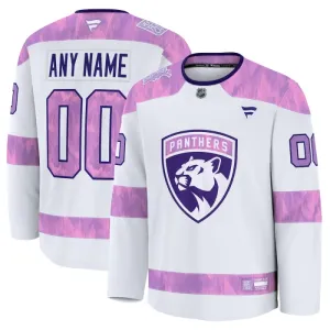 Fanatics Florida Panthers Pelipaita 2024-2025 Hockey Fights Cancer Practice Valkoinen ( Omalla Nimellä )