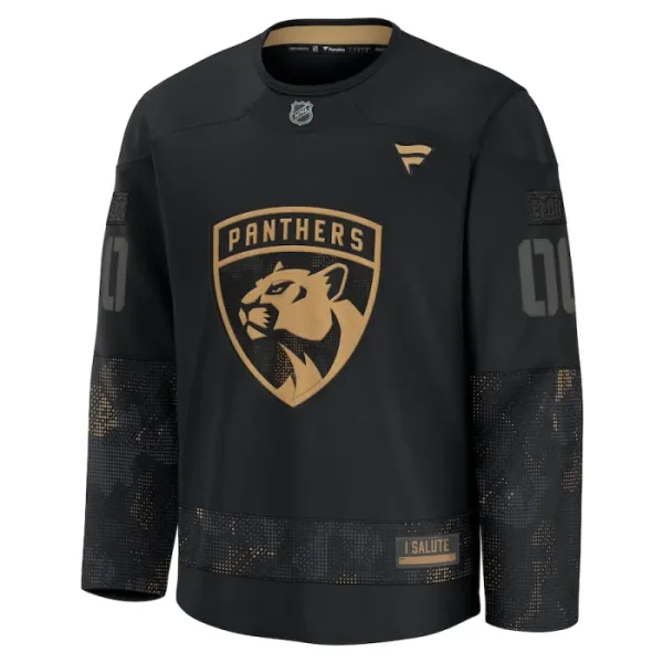 Fanatics Florida Panthers Pelipaita 2024-2025 Military Appreciation Practice Musta ( Omalla Nimellä )
