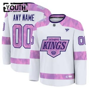Fanatics Los Angeles Kings Lasten Pelipaita 2024-2025 Hockey Fights Cancer Practice Valkoinen ( Omalla Nimellä )