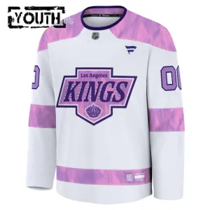 Fanatics Los Angeles Kings Lasten Pelipaita 2024-2025 Hockey Fights Cancer Practice Valkoinen ( Omalla Nimellä )