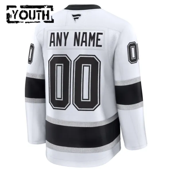 Fanatics Los Angeles Kings Lasten Pelipaita 2024-2025 Vieras Premium Valkoinen ( Omalla Nimellä )