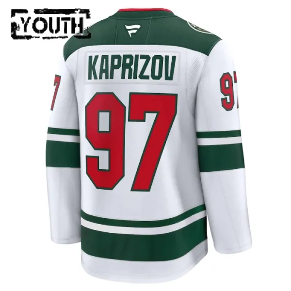 Fanatics Minnesota Wild Kirill Kaprizov Lasten Pelipaita 2024-2025 Vieras Premium Valkoinen