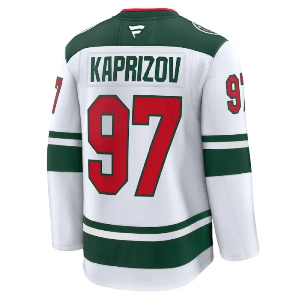 Fanatics Minnesota Wild Kirill Kaprizov Pelipaita 2024-2025 Vieras Premium Valkoinen