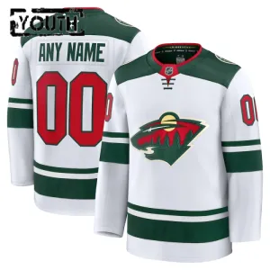 Fanatics Minnesota Wild Lasten Pelipaita 2024-2025 Vieras Premium Valkoinen ( Omalla Nimellä )