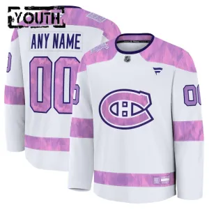 Fanatics Montreal Canadiens Lasten Pelipaita 2024-2025 Hockey Fights Cancer Practice Valkoinen ( Omalla Nimellä )