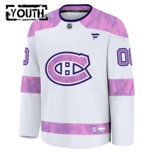 Fanatics Montreal Canadiens Lasten Pelipaita 2024-2025 Hockey Fights Cancer Practice Valkoinen ( Omalla Nimellä )