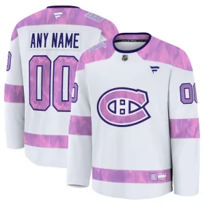 Fanatics Montreal Canadiens Pelipaita 2024-2025 Hockey Fights Cancer Practice Valkoinen ( Omalla Nimellä )