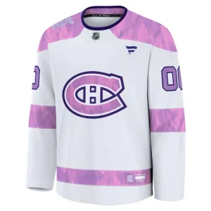 Fanatics Montreal Canadiens Pelipaita 2024-2025 Hockey Fights Cancer Practice Valkoinen ( Omalla Nimellä )