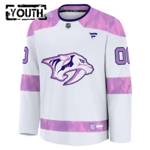 Fanatics Nashville Predators Lasten Pelipaita 2024-2025 Hockey Fights Cancer Practice Valkoinen ( Omalla Nimellä )