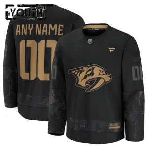 Fanatics Nashville Predators Lasten Pelipaita 2024-2025 Military Appreciation Practice Musta ( Omalla Nimellä )