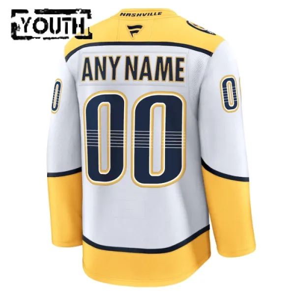Fanatics Nashville Predators Lasten Pelipaita 2024-2025 Vieras Premium Valkoinen ( Omalla Nimellä )