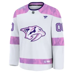 Fanatics Nashville Predators Pelipaita 2024-2025 Hockey Fights Cancer Practice Valkoinen ( Omalla Nimellä )