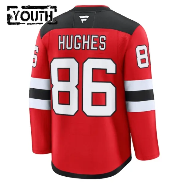 Fanatics New Jersey Devils Jack Hughes Lasten Pelipaita 2024-2025 Koti Premium Punainen