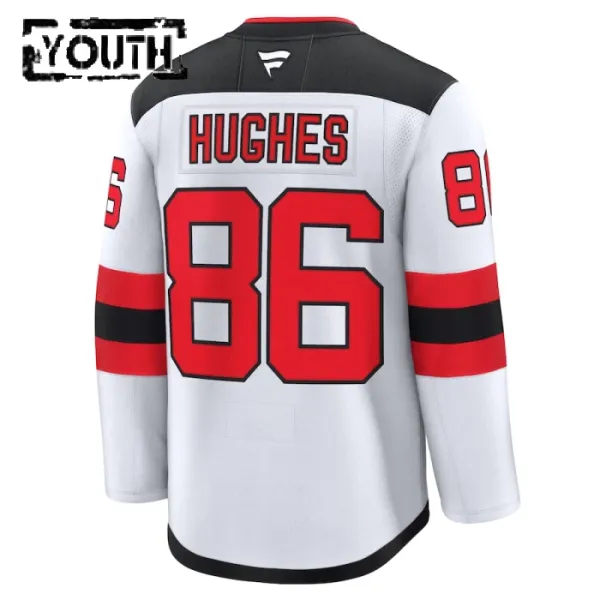 Fanatics New Jersey Devils Jack Hughes Lasten Pelipaita 2024-2025 Vieras Premium Valkoinen
