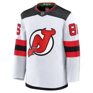 Fanatics New Jersey Devils Jack Hughes Pelipaita 2024-2025 Vieras Premium Valkoinen