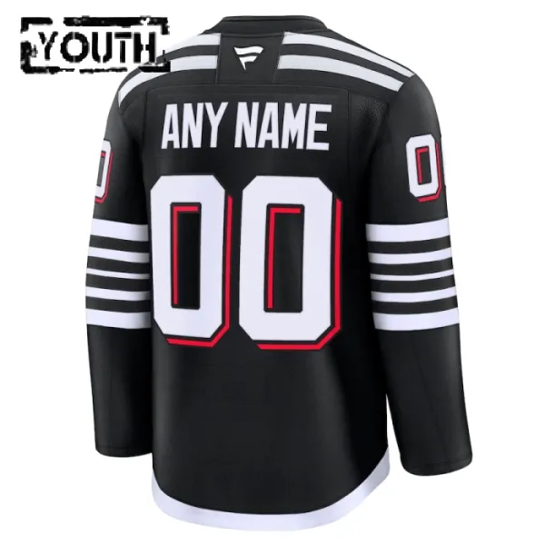 Fanatics New Jersey Devils Lasten Pelipaita 2024-2025 Kolmos Premium Musta ( Omalla Nimellä )