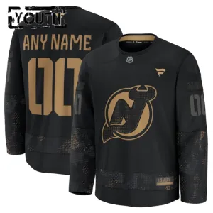 Fanatics New Jersey Devils Lasten Pelipaita 2024-2025 Military Appreciation Practice Musta ( Omalla Nimellä )