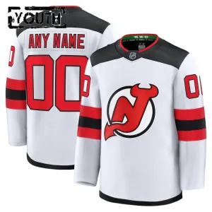 Fanatics New Jersey Devils Lasten Pelipaita 2024-2025 Vieras Premium Valkoinen ( Omalla Nimellä )