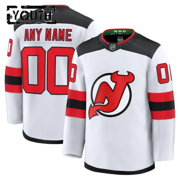 Fanatics New Jersey Devils Lasten Pelipaita 2024-2025 Vieras Premium Valkoinen ( Omalla Nimellä ) Fanatics New Jersey Devils Lasten Pelipaita 2024-2025 Vieras Premium Valkoinen ( Omalla Nimellä )