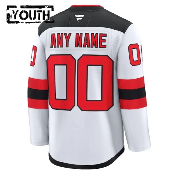 Fanatics New Jersey Devils Lasten Pelipaita 2024-2025 Vieras Premium Valkoinen ( Omalla Nimellä )