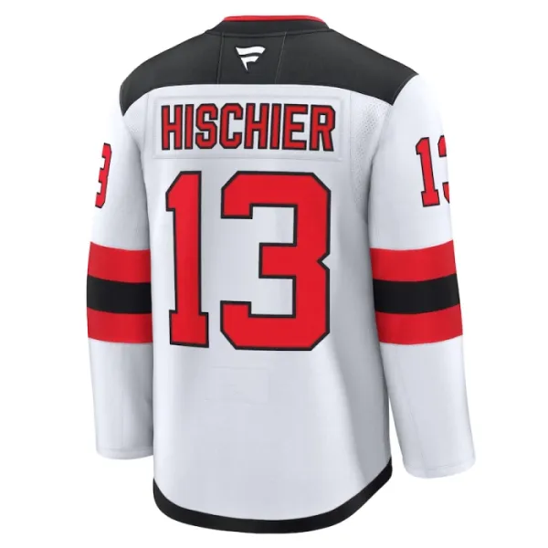 Fanatics New Jersey Devils Nico Hischier Pelipaita 2024-2025 Vieras Premium Valkoinen