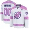 Fanatics New Jersey Devils Pelipaita 2024-2025 Hockey Fights Cancer Practice Valkoinen ( Omalla Nimellä )