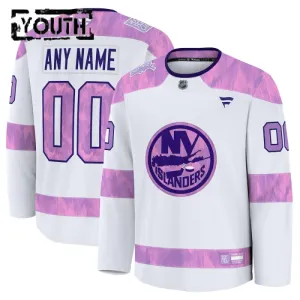 Fanatics New York Islanders Lasten Pelipaita 2024-2025 Hockey Fights Cancer Practice Valkoinen ( Omalla Nimellä )