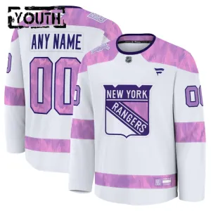 Fanatics New York Rangers Lasten Pelipaita 2024-2025 Hockey Fights Cancer Practice Valkoinen ( Omalla Nimellä )