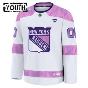 Fanatics New York Rangers Lasten Pelipaita 2024-2025 Hockey Fights Cancer Practice Valkoinen ( Omalla Nimellä )