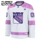 Fanatics New York Rangers Lasten Pelipaita 2024-2025 Hockey Fights Cancer Practice Valkoinen ( Omalla Nimellä )