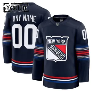 Fanatics New York Rangers Lasten Pelipaita 2024-2025 Kolmos Premium Navy ( Omalla Nimellä )