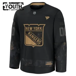 Fanatics New York Rangers Lasten Pelipaita 2024-2025 Military Appreciation Practice Musta ( Omalla Nimellä )