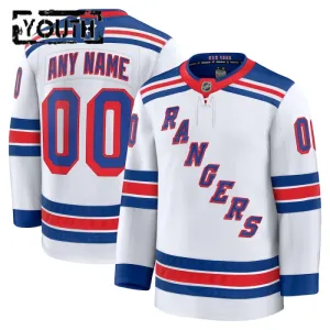 Fanatics New York Rangers Lasten Pelipaita 2024-2025 Vieras Premium Valkoinen ( Omalla Nimellä )