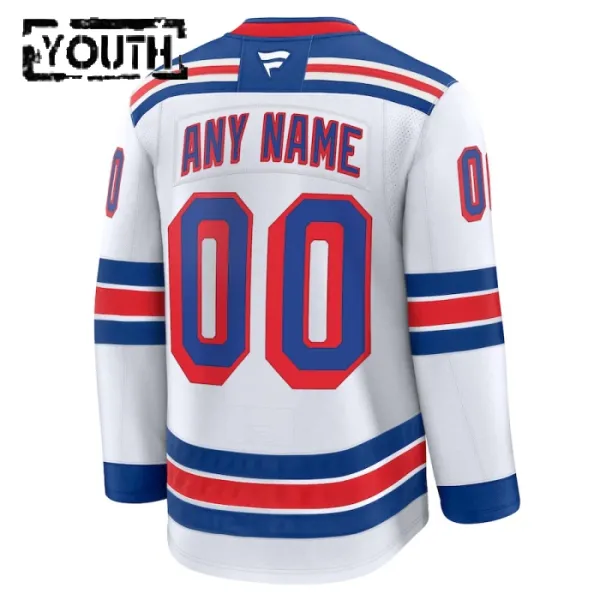 Fanatics New York Rangers Lasten Pelipaita 2024-2025 Vieras Premium Valkoinen ( Omalla Nimellä )