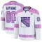 Fanatics New York Rangers Pelipaita 2024-2025 Hockey Fights Cancer Practice Valkoinen ( Omalla Nimellä )