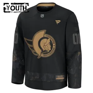 Fanatics Ottawa Senators Lasten Pelipaita 2024-2025 Military Appreciation Practice Musta ( Omalla Nimellä )